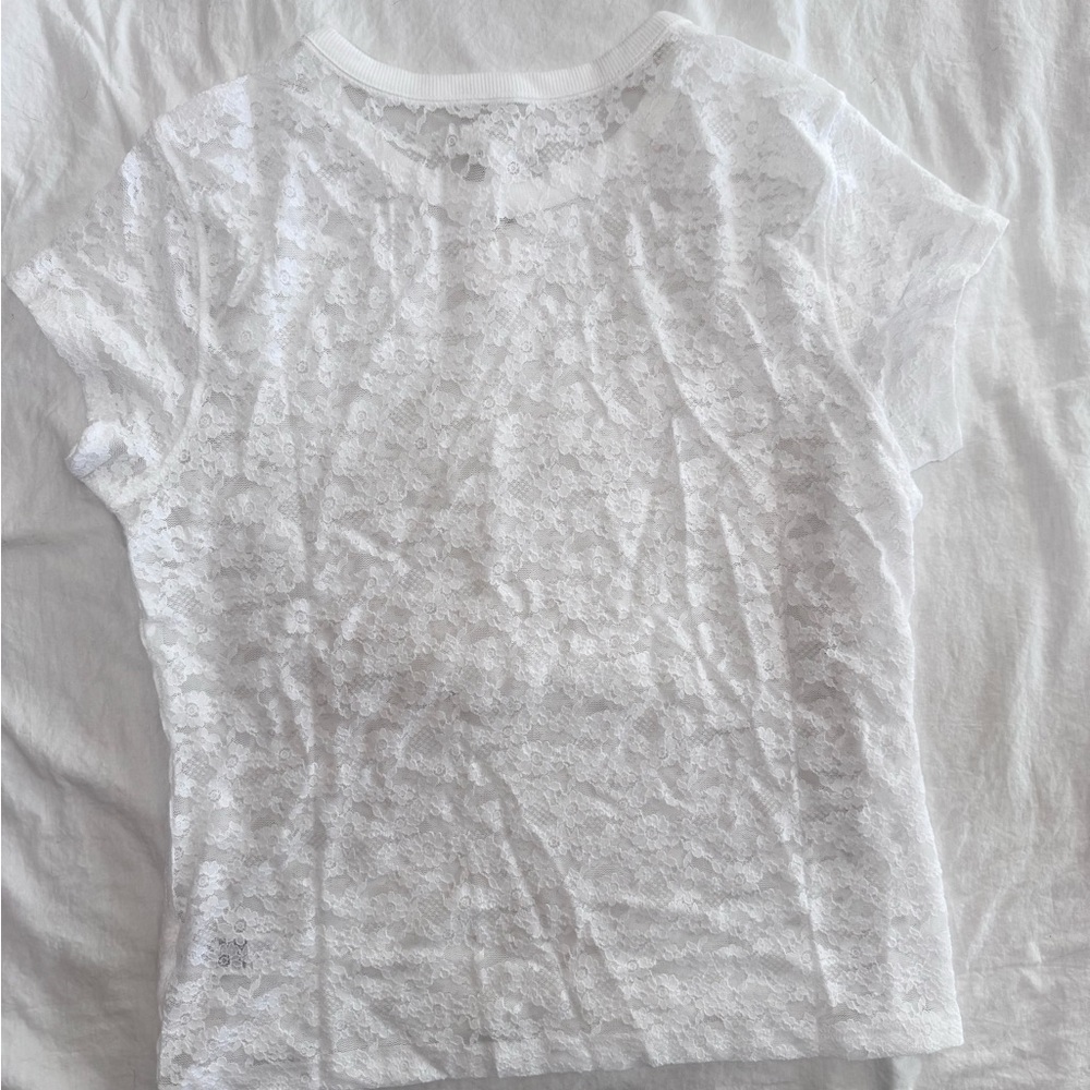 Aerie Vintage White Lace Short Sleeve size Medium, 90’s, Y2K, whimsy - Picture 4 of 4